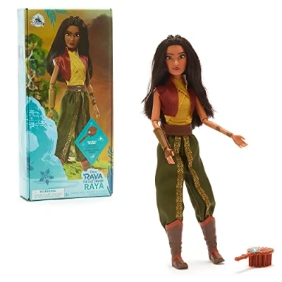 Abbildung von Disney Store Offizielle Raya Puppe für Kinder, und der letzte Drache, 28 cm, vollbewegliche im typischen Outfit mit Haarbürste, geeignet ab 3 Jahren