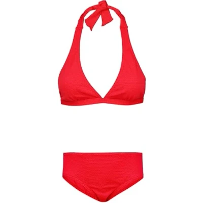 Abbildung von Aquarti Mädchen Bikini Set Bustier Bikinislip Zweiteiliger Badeanzug, Farbe: Zum Binden Jacquard Punkte Rot, Größe: 158