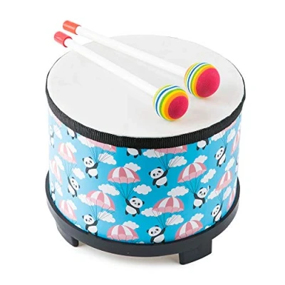 Abbildung von Floor Tom Trommel für Kinder 25,4 cm Percussion Montessori Instrument Musiktrommel mit 2 Schlägeln Baby Besonderes Weihnachten Geburtstag Geschenk (8inch Blue)