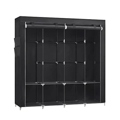 Abbildung von SONGMICS Stoffschrank, Kleiderschrank, 45 x 170 167 cm, 4 Hängefächer, mit Ablagen, Seitentaschen, viel Platz, für Schlafzimmer, Wohnzimmer, schwarz RYG094B02
