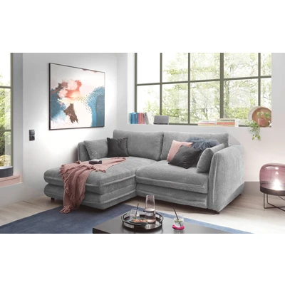Abbildung von STANLEY Ecksofa mit Schlaffunktion in Silber Moderne Eckcouch Bettkasten für Ihr Wohnzimmer 240 x 90 192 cm (B/H/T)