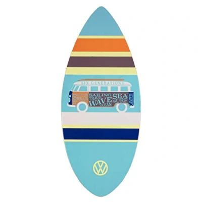 Abbildung von VW Collection by BRISA Wakesurfboard Volkswagen Skimboard aus Echtholz, (1, 1 tlg), mit blauem T1 Bulli Bus Design, Maße: 44 x 104 cm