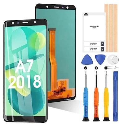 Abbildung von Bildschirm für Samsung Galaxy A7 2018 A750 LCD Display SM A750F A750FN A750N A750G A750GN/DS Touch Digitizer Montage mit Werkzeug (schwarz)