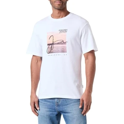 Abbildung von JACK&amp;JONES Herren JORARUBA Photo Tee SS Crew T Shirt, Bright White, M