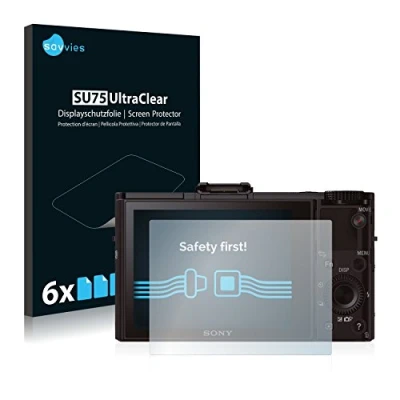 Abbildung von Savvies 6 Stück Schutzfolie für Sony Cyber Shot DSC RX100 II Displayschutz Folie Ultra Transparent