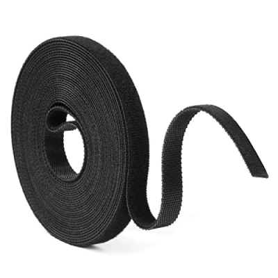 Abbildung von URAQT Klett Kabelbinder, 5m Klettband Wiederverschließbar Schwarz 10mm Breite Langfristige Selbstklebendes Beliebig Zuschneiden Kabel Doppelseitiges Geeignet für Organisation zu Hause