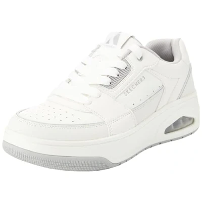 Abbildung von Skechers Herren UNO Court Sneakers, Weißes Leder mit grauem Rand von Duraleather, 47.5 EU