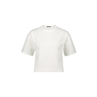 Abbildung von zero MIT Punktstickerei Tshirt print, Damen, Größe: 44, Offwhite