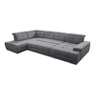 Abbildung von Cavadore Wohnlandschaft Mistrel mit Bettfunktion / Schlafsofa leichter Fleckentfernung dank Soft Clean Geeignet für Haushalte Kindern, Haustieren /343 x 77 228 grau