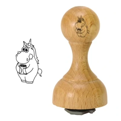 Abbildung von trendaffe Einhorn mit Chips Tüte Holzstempel Snack Bürostempel