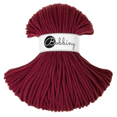 Abbildung von Bobbiny Makramee Schnur, geflochten, 5 mm, 100 m, Weinrot