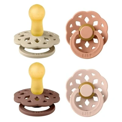 Abbildung von BIBS Boheme Schnuller 4er Pack. BPA frei, Kirschform Nippel. Naturkautschuk/Latex, Hergestellt in Dänemark. 6 18 Monate (4er Pack), Vanilla Mix
