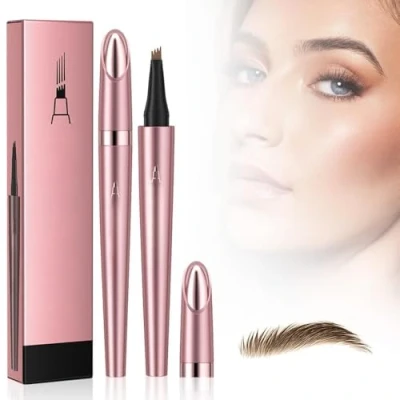 Abbildung von 2 Stück Microblading Augenbrauenstifte, Upgraded 3D Augenbrauenstifte Wasserfest, Langlebig, Natürlich, Feiner, ein Magischer Eyebrow Pencil Kann Leicht Natürliche Augenbrauen (Dunkelbraun*2)