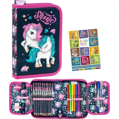 Abbildung von GOLDKIDS Federmäppchen Federmappe Federtasche mit Inhalt 22 teilig, (Buntstifte Kugelschreiber Lineal, 1 tlg., Anspitzer Fasermaler Radiergummi), Einhorn Unicorn Motiv inkl Hausaufgabenheft