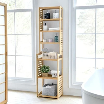 Abbildung von en.casa Standregal, »Forssa« Badregal Bambus Küchenregal 165 x 42 28 cm Natur