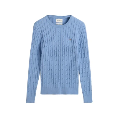 Abbildung von GANT Stretch Cable C NECK Strickpullover, Damen, Größe: XS, Clear sky