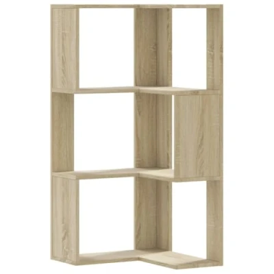 Abbildung von vidaXL Eckregal, Bücherregal Regal 3 Böden, Standregal Bücherschrank für Wohnzimmer, Aktenregal Büroregal Wandregal, Sonoma Eiche Holzwerkstoff