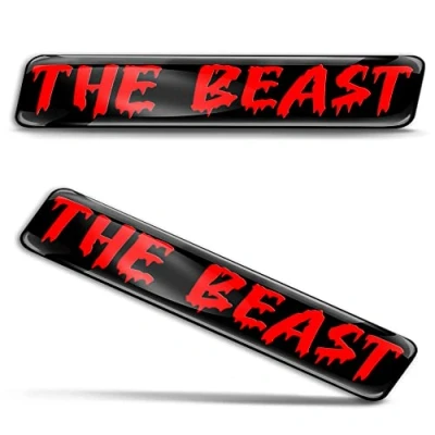 Abbildung von Biomar Labs 2 x 3D Gel Silikon Aufkleber Beast Badge Biest Rot Stickers Autoaufkleber Auto Motorrad Fahrrad Fenster Tür Laptop KS 46