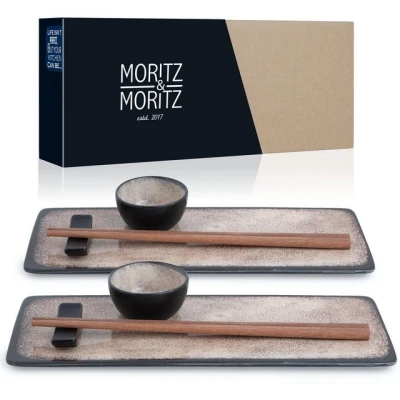 Abbildung von Moritz &amp; Tafelservice VIDA 10tlg Sushi Set Beige (10 tlg), 2 Personen, Keramik, Sandelholz, Für Personen 10 Teile