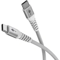 Abbildung von Goobay 70194 Schnellladekabel USB C 60W 20V / 2m Extrem robustes Textilkabel 480 Mbits Ladekabel Samsung Kabel Stoffkabel Weiß