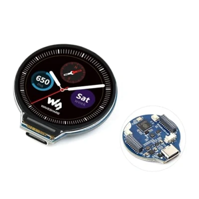 Abbildung von Waveshare RP2350 MCU Board with 1.28 Inch Round LCD Display Module 240 x Resolution 65K Colours IPS Screen Based on Raspberry Pi RP2350, 6 axis Sensor,USB Type C Connector