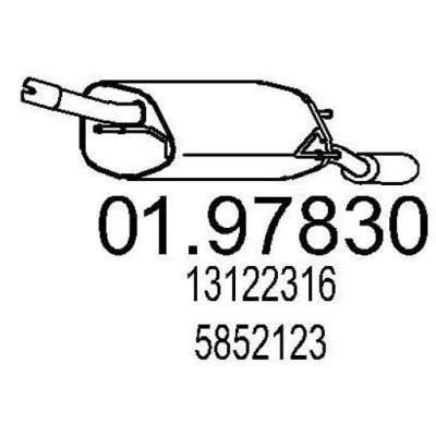 Abbildung von MTS 01.97830 Endschalldämpfer 730 OPEL: Tigra Twintop, Corsa C Schrägheck, С Kastenwagen