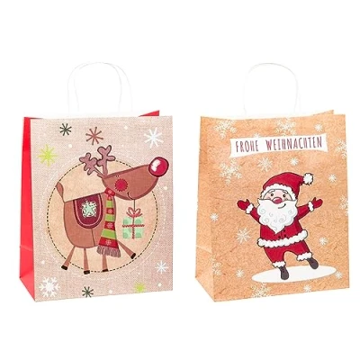 Abbildung von TSI Geschenktüten aus Kraftpapier WEIHNACHTEN, 6er Packung, Größe: Groß (HxBxT 32 x 26 12 cm), Art. Nr. 88318