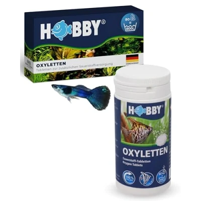 Abbildung von HOBBY Oxyletten I 80 Stück Sauerstoff Tabletten für Aquarien Wasseraufbereiter Aquarium unterstützt Fische, Filterbakterien und Pflanzen Tabs zur Wasseraufbereitung Aquarienzubehör