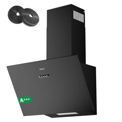 Abbildung von CIARRA CBCB6762A A+++ Dunstabzugshaube 60 cm Umluft 650 m3/h Kopffrei mit CBCF003 Aktivkohlefilter 3 Leistungsstufen LED Beleuchtung Schwarz