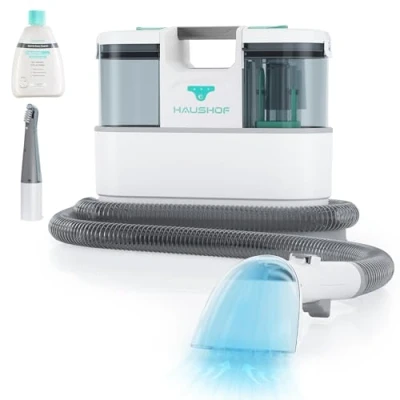 Abbildung von HAUSHOF kabellose Waschsauger Teppichreiniger, 24V Fleckenreiniger Polsterreiniger mit Reinigungsmittel, leicht &amp; tragbar, verbesserte starke Saugleistung, 75dB, für Teppich, Sofa, Polster, Auto