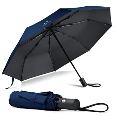 Abbildung von Vicloon Regenschirm, Taschenschirm Auf Zu Automatik, Regenschirm Sturmfest, 210T Teflon Beschichtung, lLeicht, Stark, für Herren und Damen (Marineblau)