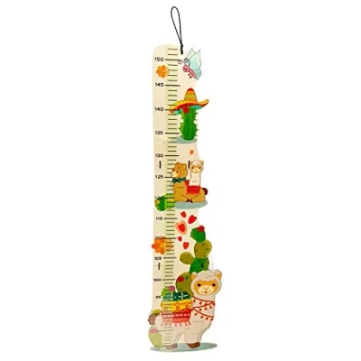 Abbildung von Hess Holzspielzeug 14633 Messlatte aus Holz für Kinder, Serie Lama, handgefertigt, klappbar, geeignet eine Körpergröße von ca. 80 bis 150 cm