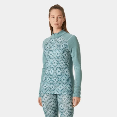 Abbildung von Helly Hansen Women Lifa Merino Midweight Gra 1/2 Zip Cactus Star Pixel Aop Größe Xl
