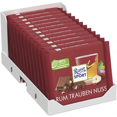 Abbildung von Ritter Sport Rum Trauben Nuss Schokolade, 12er Pack (12 x 100g)