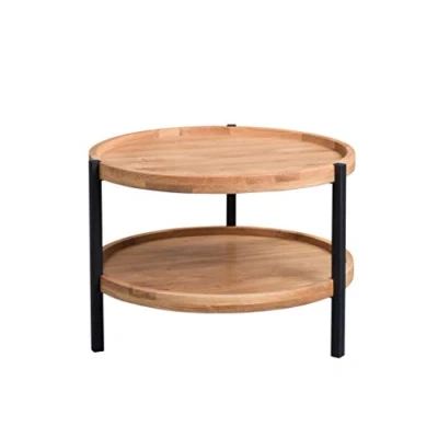 Abbildung von M2 Kollektion Alva 2 Couchtisch, Echtholz Wildeiche furniert, braun, Durchmesser 65cm, Höhe 46cm