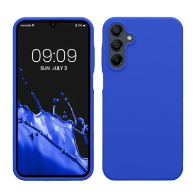 Abbildung von kwmobile Hülle kompatibel mit Samsung Galaxy A15 5G Silikon Handy Case Handyhülle weiche Oberfläche kabelloses Laden Baltik Blau