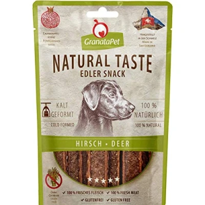 Abbildung von GranataPet Natural Taste Edler Snack Hirsch, Hundeleckerli ohne Getreide &amp; Zuckerzusätze, Belohnung für zwischendurch, schmackhafter Hundesnack, 90 g