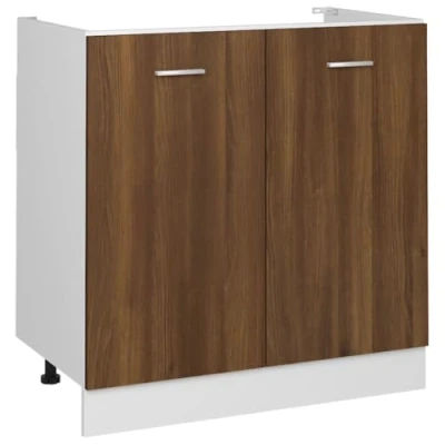 Abbildung von vidaXL Spülenunterschrank, Spülenschrank mit viel Stauraum, Küchenschrank 2 Türen, Küchenunterschrank Unterschrank Küche, Braun Eiche Optik Holzwerkstoff