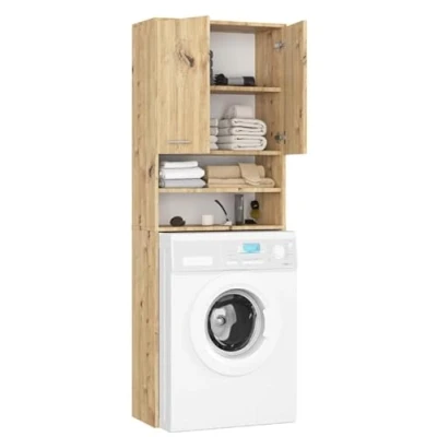 Abbildung von BDW Waschmaschinenschrank 180x64x30 cm, Badezimmer Hochschrank, Badezimmerschrank Hoch, Möbel, Bad Schrank Badezimmerschrank, Badregal, Waschmaschine, Artisan Eiche