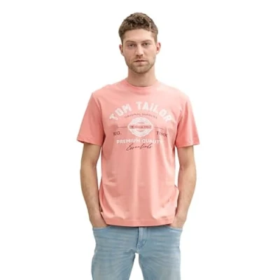 Abbildung von TOM Tailor LOGO Tshirt print, Herren, Größe: Small, Hazy coral rose