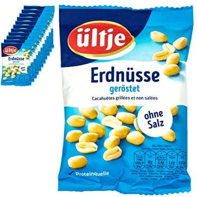 Abbildung von ültje 10er Pack Erdnüsse geröstet ohne Salz 200 g Packung Erdnusskerne ungesalzen