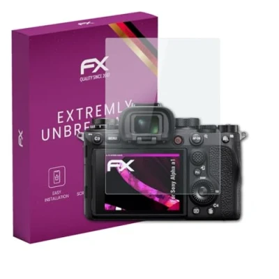 Abbildung von atFoliX Glasfolie kompatibel mit Sony Alpha a1 Panzerfolie, 9H Hybrid Glass FX Schutzpanzer Folie