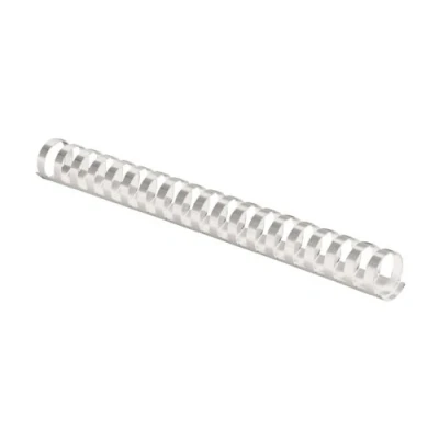 Abbildung von Fellowes Binderücken für Plastikbindung, 14 mm Durchmesser, 21 Ringe, A4 Dokumente, weiß, Packung mit 25 Stück