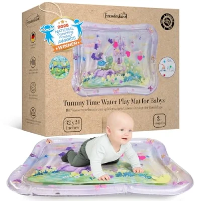 Abbildung von Freudeskind Wassermatte XXL, Baby Wasserspielmatte, 100% Phtalate &amp; BPA frei ab 0, 3, 6, oder 9 bis 36 Monate, Sensorische Montessori Spielmatte, Babyspielzeug Bauchlage
