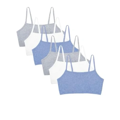 Abbildung von Fruit of the Loom Damen Spaghettiträgern, Baumwolle, Vorteilspack Sport BH, Heather Grey/Heather Grey/White/White/Heather Blue/Heather Blue, 75 (6er Pack)