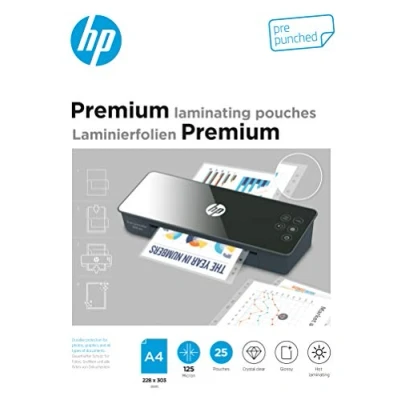 Abbildung von Go Europe Prospekthülle HP 9122 Laminierfolien Premium A4 125 Micron mit Lochung, glänzend, transparent, gelocht (Ringbuchlochung), Heißlaminieren, 25 Stück