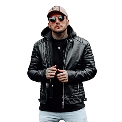 Abbildung von behype Lederimitatjacke MJGLENDALE im Biker Stil mit abtrennbarer Kapuze