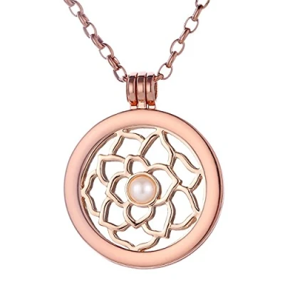 Abbildung von Morella Kette mit Anhänger Halskette 70 cm roségold Coin Amulett 33 mm (2 tlg), inkl. austauschbarem Coin, roségold, im Samtbeutel