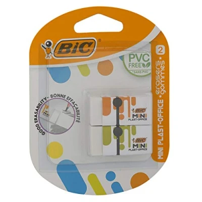 Abbildung von BIC Radierer MINI PLAST OFFICE aus Kunststoff, 41 x 18.5 11.5 mm, Blister à 2 Stück