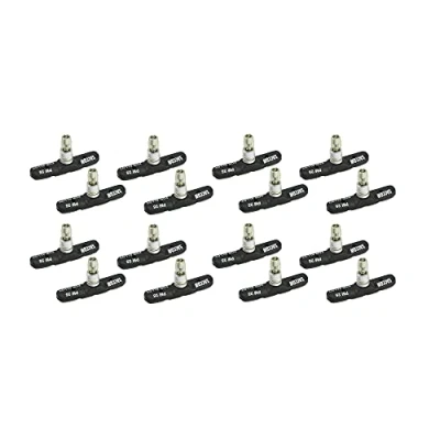 Abbildung von P4B Bremsschuhe für V Brake 70 mm Modell PM25 Fahrrad Bremsbeläge mit Bolzen, symmetrischem Gewinde und Befestigungsmaterial (Schwarz / 8 Paar = 16 Stück)